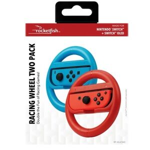 Rocketfish Joy Con Racing Steering Wheel 2 Pk. for Nintendo Switch Red/Blue- NWT
